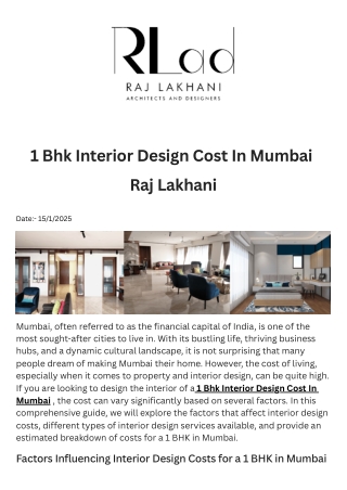 1 Bhk Interior Design Cost In Mumbai — Raj Lakhani