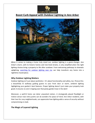 Illuminated Gardens - Boost Curb Appeal with Outdoor Lighting in Ann Arbor