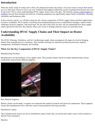 Understanding HVAC Supply Chains and Their Impact on Heater Availability