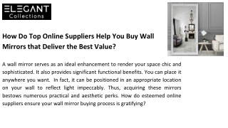 How Do Top Online Suppliers Help You Buy Wall Mirrors