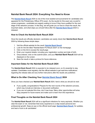 nainital bank result 2024 everything you need