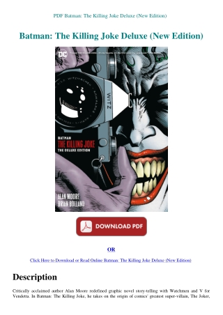 PDF Batman The Killing Joke Deluxe (New Edition)