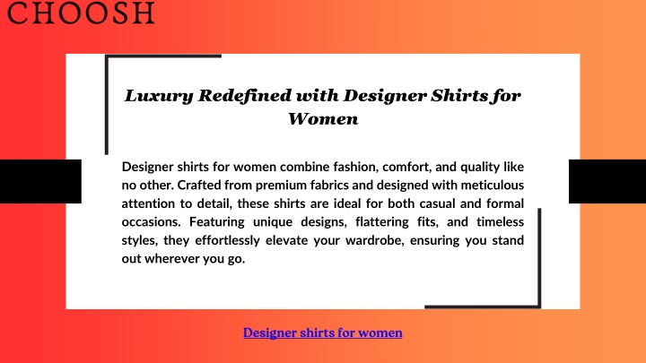 luxury redefined with designer shirts for women