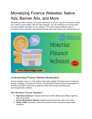 monetizing finance websites native ads banner