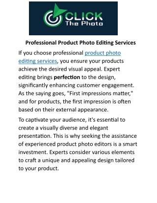 professional product photo editing services