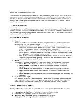 The Basics of Palmistry