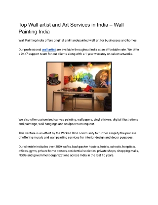 Top Wall artist and Art Services in India – Wall Painting India