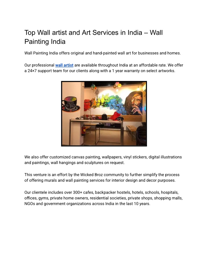 top wall artist and art services in india wall