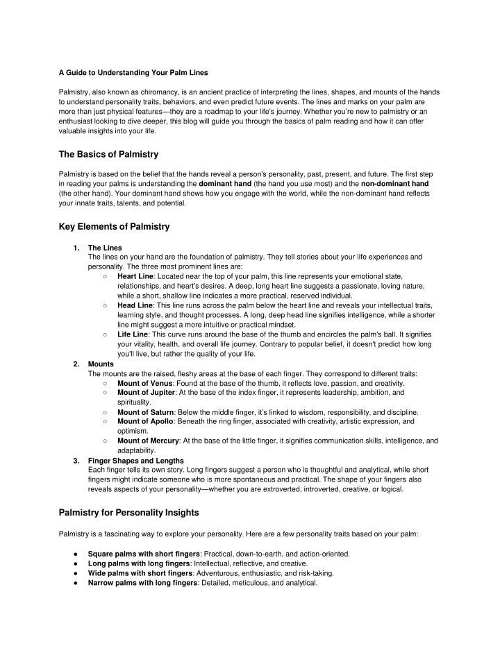 a guide to understanding your palm lines