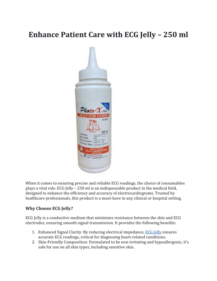 enhance patient care with ecg jelly 250 ml