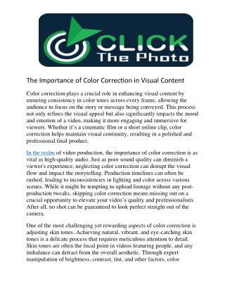 the importance of color correction in visual