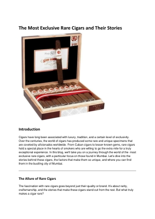 The Most Exclusive Rare Cigars and Their Stories