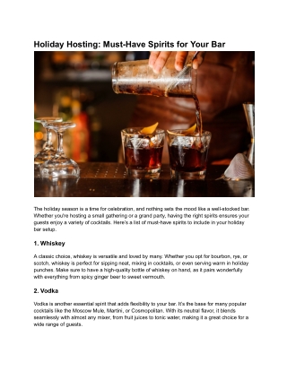 holiday hosting must have spirits for your bar