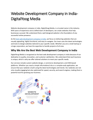 Website Development Company in India - DigitalYoog Media