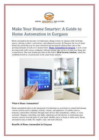 Make Your Home Smarter: A Guide to Home Automation in Gurgaon