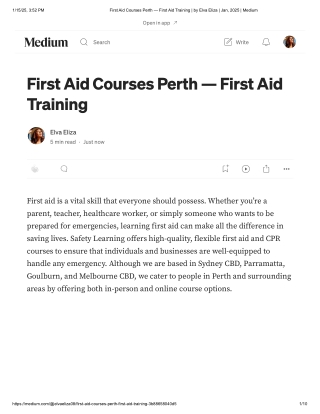 First Aid Courses Perth — First Aid Training _ by Elva Eliza _ Jan, 2025 _ Medium