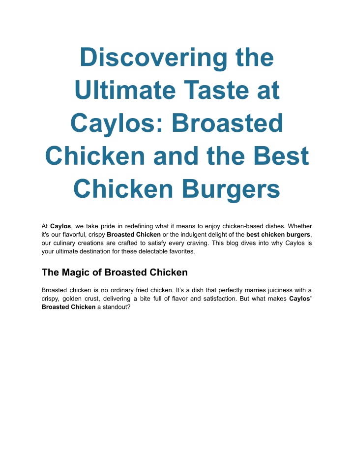 discovering the ultimate taste at caylos broasted