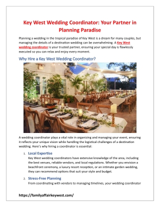 Key West Wedding Coordinator: Your Partner in Planning Paradise