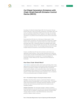 Cut Diesel Generators Emissions with Chakr Shield Retrofit Emission Control Devi