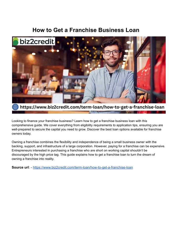 how to get a franchise business loan