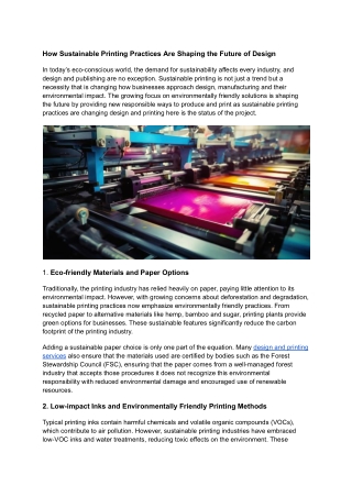 how sustainable printing practices are shaping