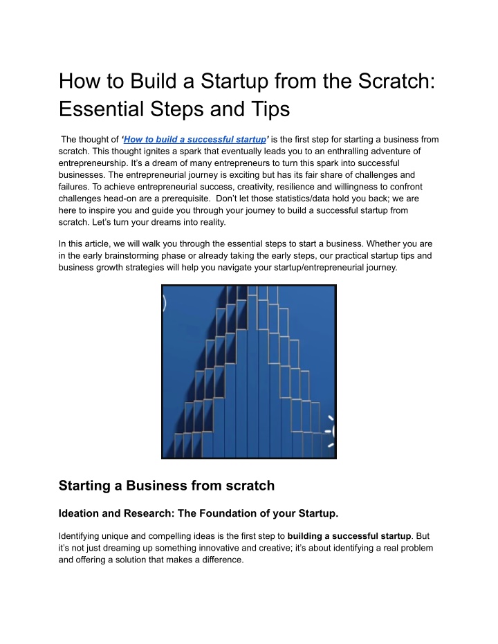 how to build a startup from the scratch essential