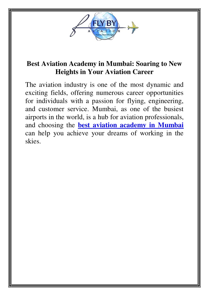 best aviation academy in mumbai soaring