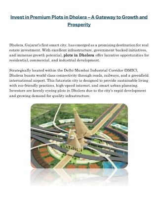 Invest in Premium Plots in Dholera – A Gateway to Growth and Prosperity