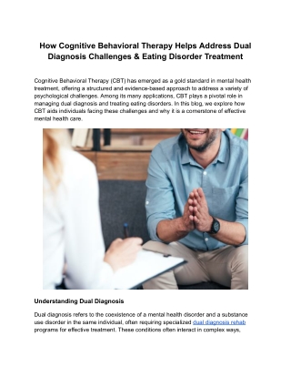 How Cognitive Behavioral Therapy Helps Address Dual Diagnosis Challenges & Eating Disorder Treatment