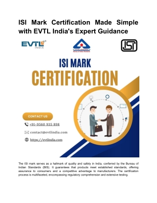 isi mark certification made simple with evtl