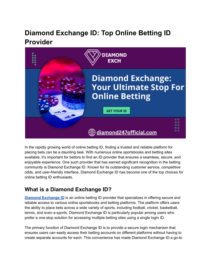 diamond exchange id top online betting id provider