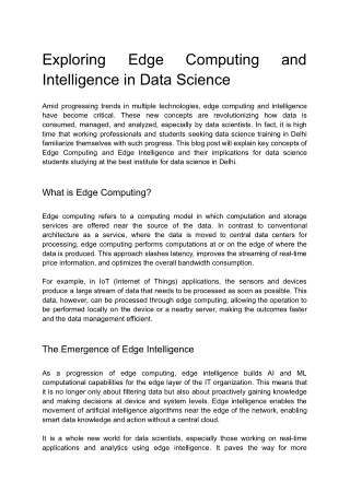 exploring intelligence in data science