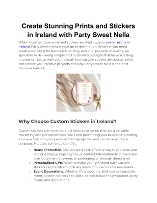 Create Stunning Prints and Stickers in Ireland with Party Sweet Nella
