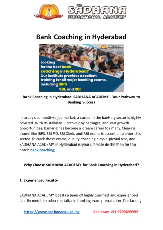 Bank Coaching in Hyderabad