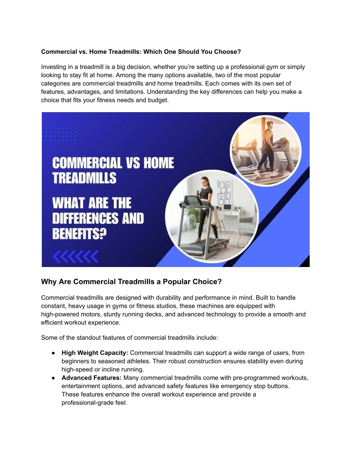 commercial vs home treadmills which one should