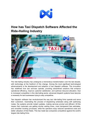 how has taxi dispatch software affected the ride
