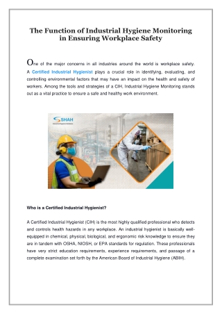 the function of industrial hygiene monitoring