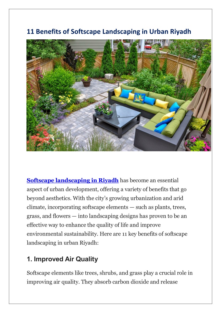 11 benefits of softscape landscaping in urban