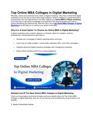 Top Online MBA Colleges in Digital Marketing