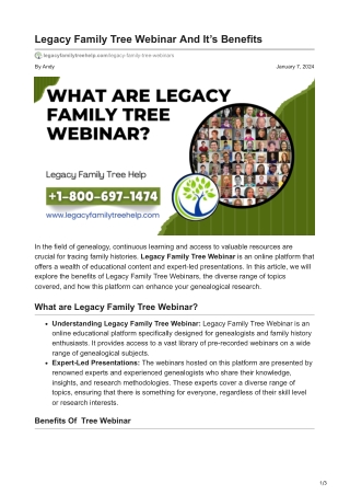 Legacy Family Tree Webinar And Its Benefits