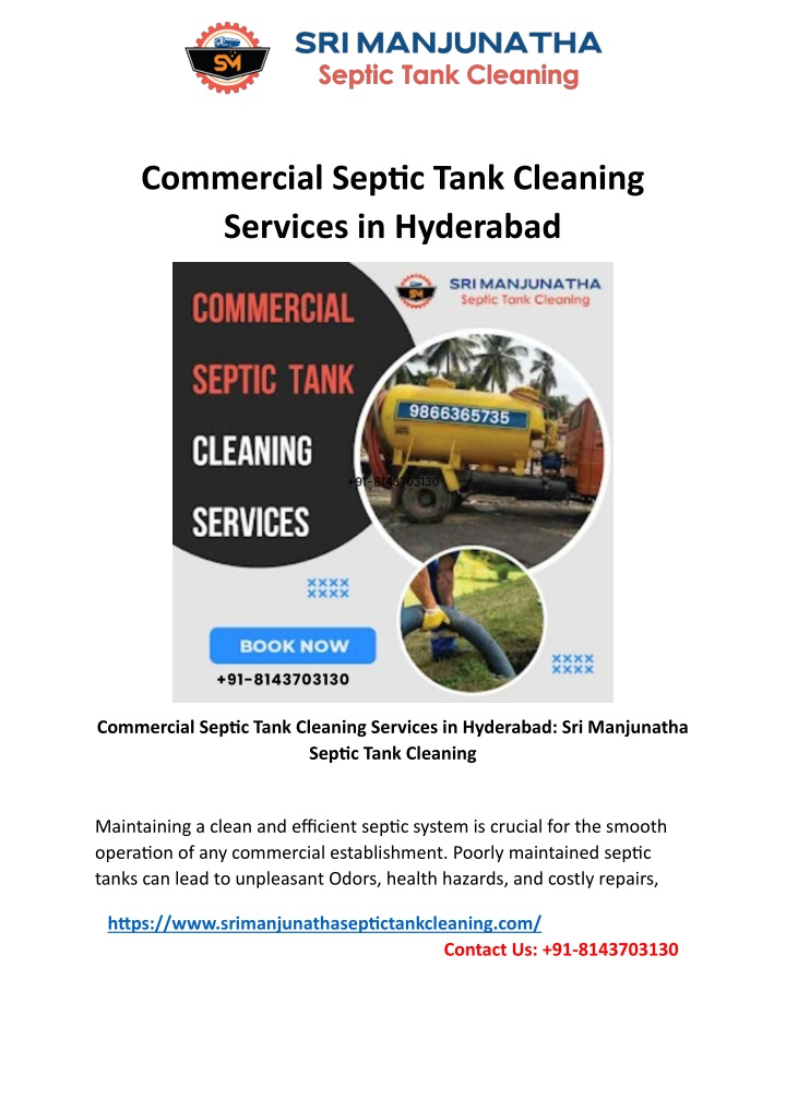 commercial septic tank cleaning services