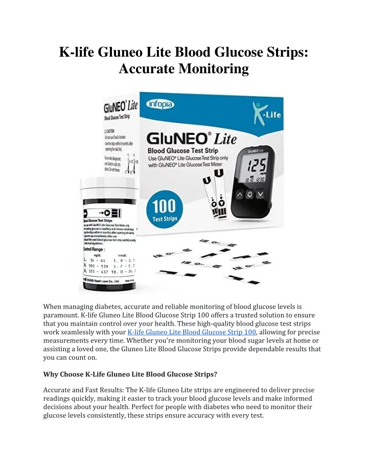 k life gluneo lite blood glucose strips accurate