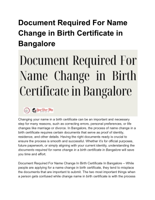 document required for name change in birth
