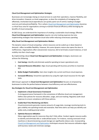Cloud Cost Management and Optimization Strategies
