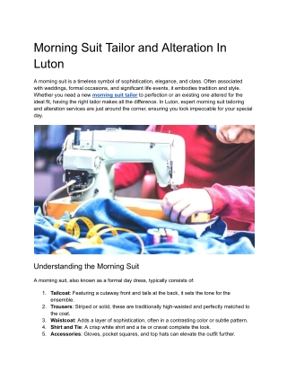 Morning Suit Tailor and Alteration In Luton