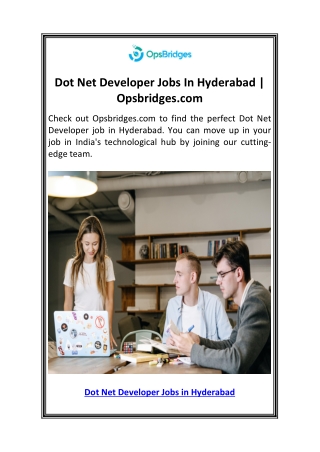 Dot Net Developer Jobs In Hyderabad  Opsbridges.com