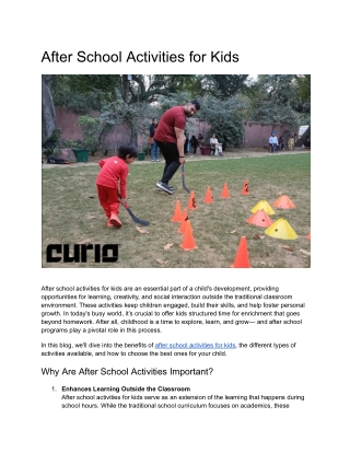 After School Activities for Kids by CurioBoat