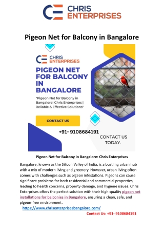 Pigeon Net for Balcony in Bangalore