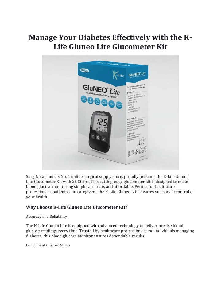 manage your diabetes effectively with the k life