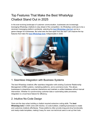 Top Features That Make the Best WhatsApp Chatbot Stand Out in 2025